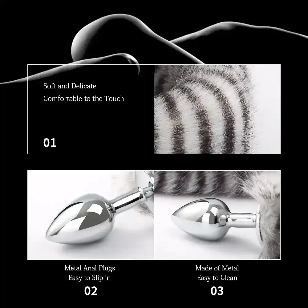 analplug metall und schwarzes fell