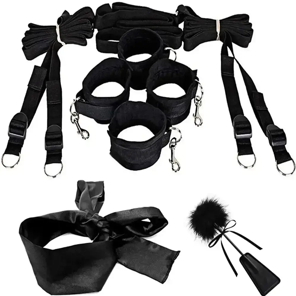 bdsm set mit halsband und fesseln