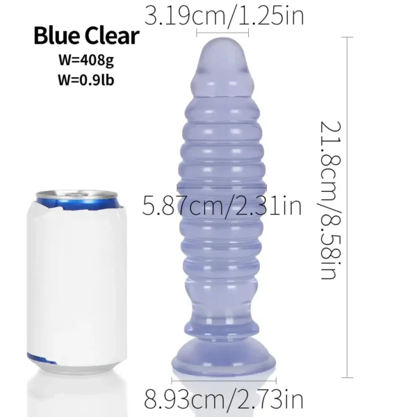 blauer clear butt plug spirale groß