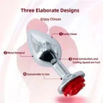 metallbutt plug mit rosenverzierung