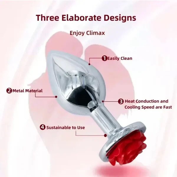 metallbutt plug mit rosenverzierung