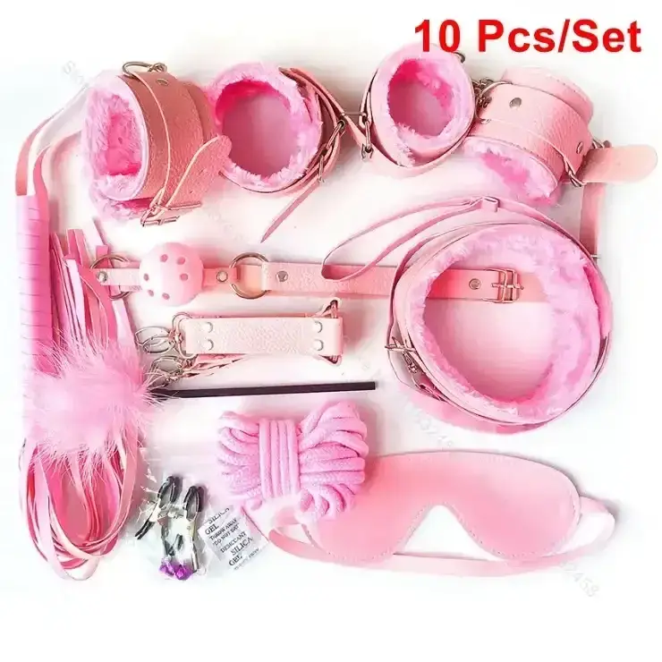 pinkes bondage set handschellen peitsche