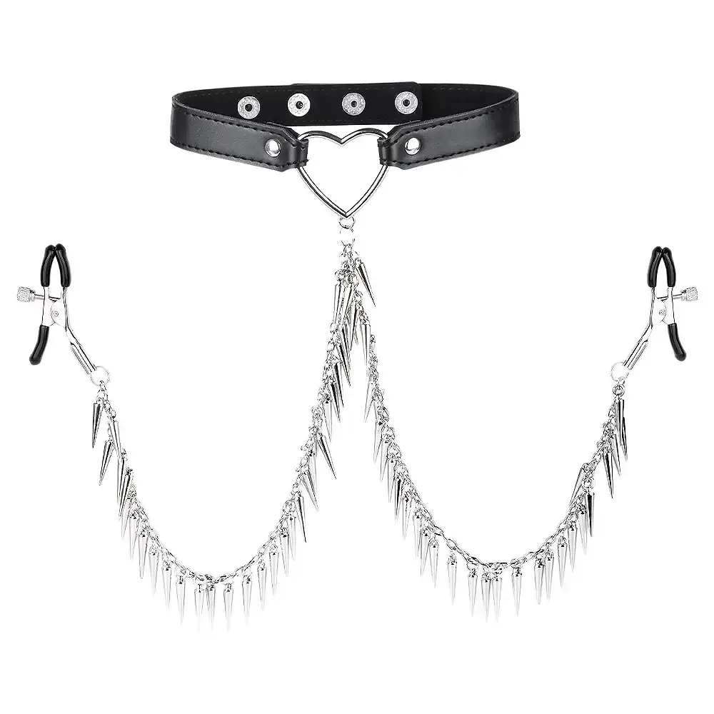 pu leder choker rot silber