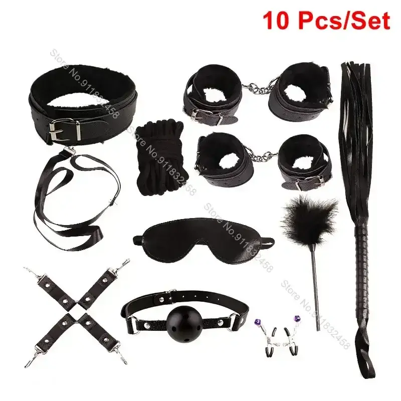 rouged bondage set handschellen peitsche