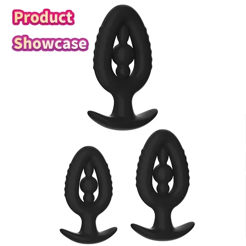 schwarzer analplug mit perlen silikon