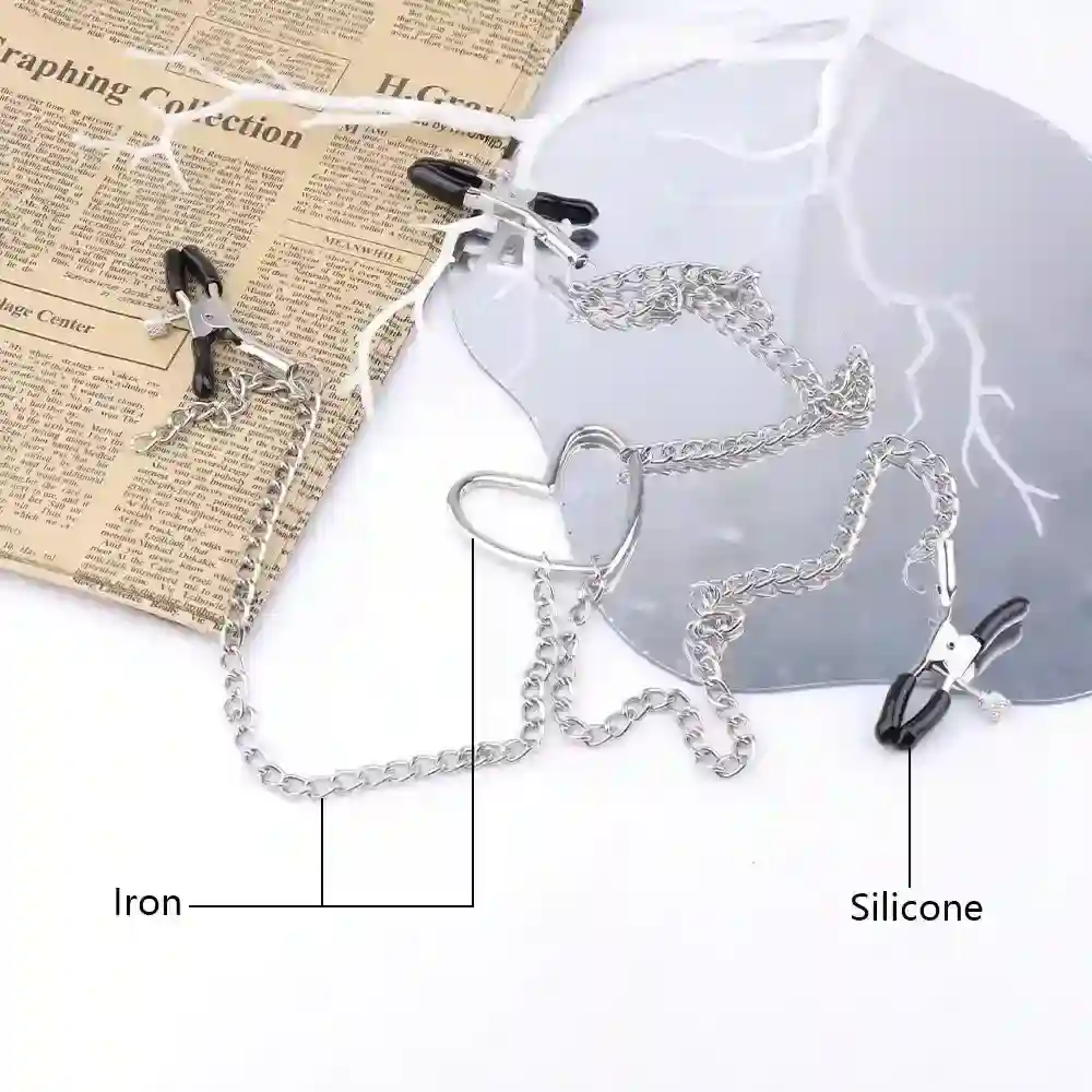 silikon nippelclips herz design mit kette