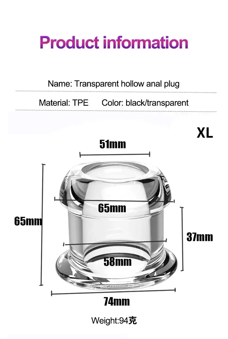 tpe anal plug hohl transparent