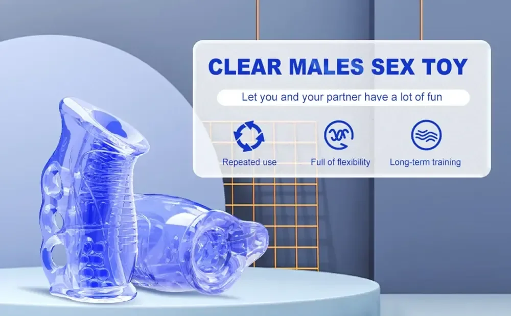 transparenter masturbator mit perlenreihen