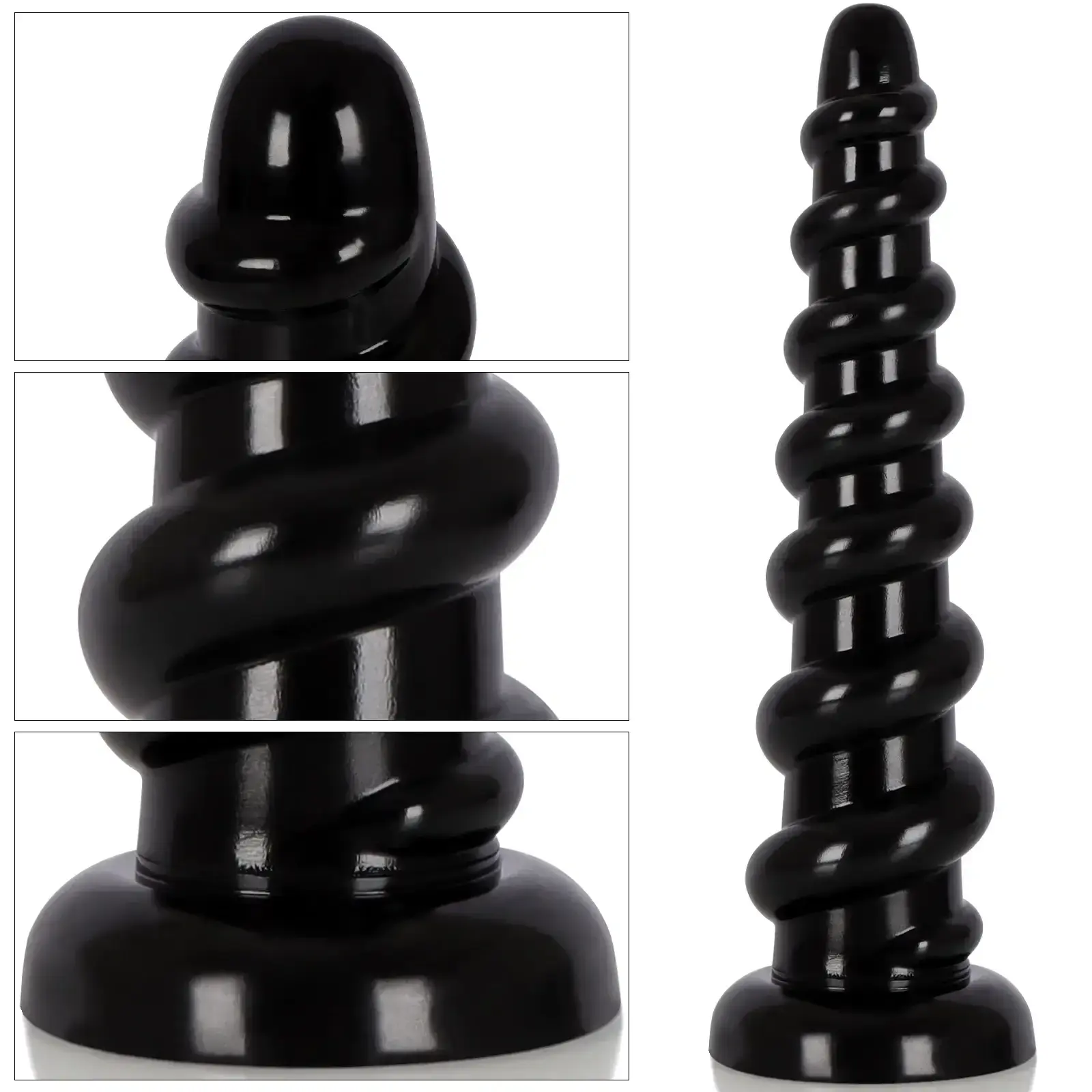 spiralformiger dildo kunststoff schwarz